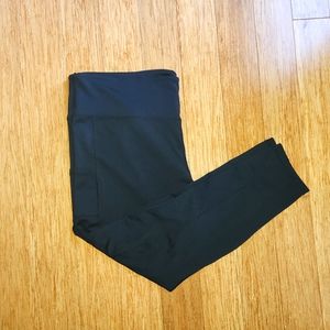 Black Women's Plus 3X High Waist 7/8 Compression Workout Leggings with Pocket